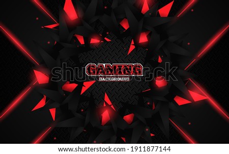 Abstract futuristic geometric black and red gaming background with modern esport shapes. Vector design template technology concept can use element game banner, sport poster, cyber wallpaper, web