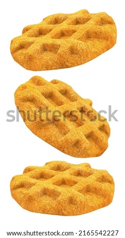 Delicious waffles isolated on white background. Mini Belgian waffles. 3d illustration. Stock foto © 