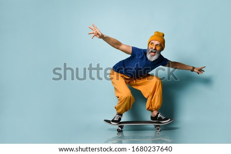 Similar – Image, Stock Photo Man riding skateboard on pump track