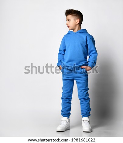 Image, Stock Photo child with a hood over his eyes
