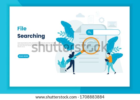 File searching illustration concept landing page. This design can be used for websites, landing pages, UI, mobile applications, posters, banners