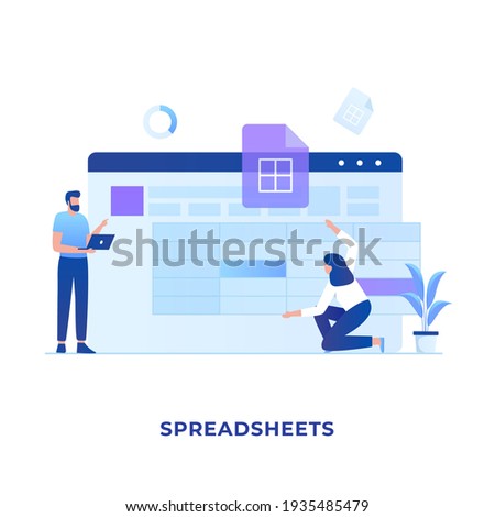 Spreadsheets illustration concept. Illustration for websites, landing pages, mobile applications, posters and banners.