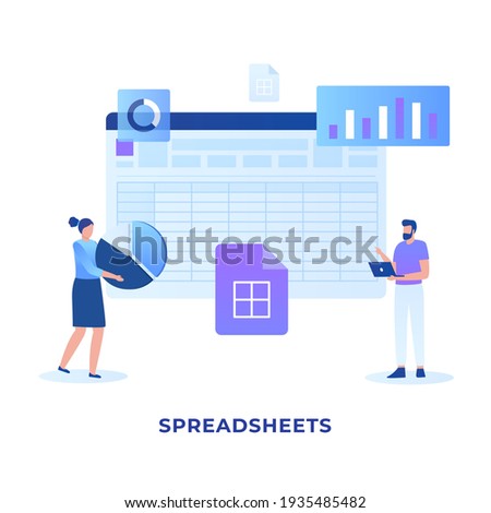 Flat illustration spreadsheets concept. Illustration for websites, landing pages, mobile applications, posters and banners.