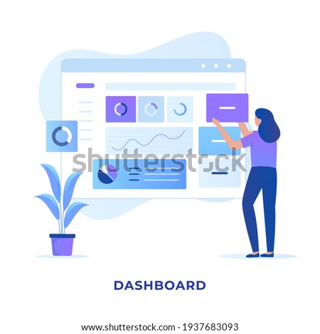 website admin dashboard design illustration concept. Illustration for websites, landing pages, mobile applications, posters and banners