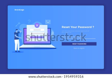 The confused man forgot to illustrate his password for a web page. Illustrations for websites, landing pages, mobile apps, posters and banners.