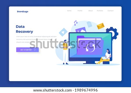 Data recovery illustration design concept landing page. illustrations for websites, landing pages, mobile applications, posters and banners.