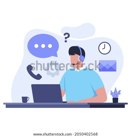 Online support illustration flat design concept. Illustration for websites, landing pages, mobile applications, posters and banners