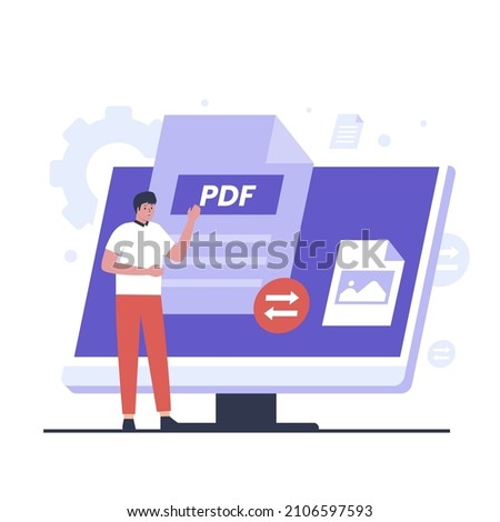 Pdf convert illustration design concept. Illustration for websites, landing pages, mobile applications, posters and banners