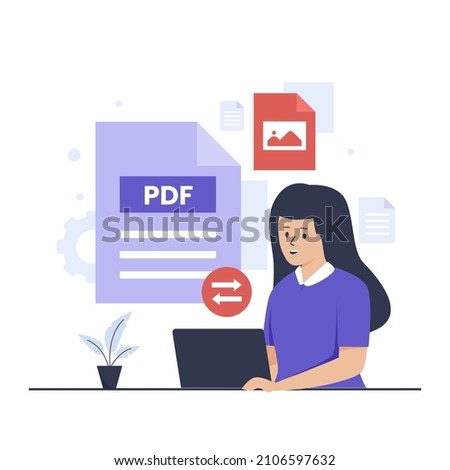 Pdf to jpeg convert illustration design concept. Illustration for websites, landing pages, mobile applications, posters and banners
