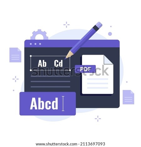 Pdf edit document illustration design concept. Illustration for websites, landing pages, mobile applications, posters and banners