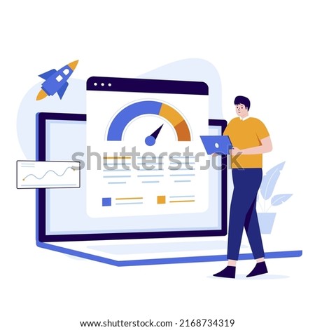 Flat design of fast loading site test. Illustration for websites, landing pages, mobile applications, posters and banners. Trendy flat vector illustration