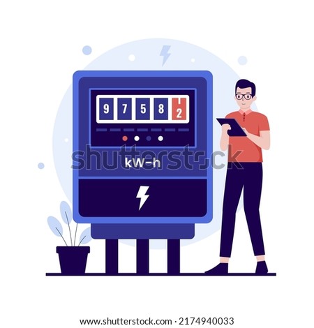 Electricity meter flat design concept. Illustration for websites, landing pages, mobile applications, posters and banners. Trendy flat vector illustration