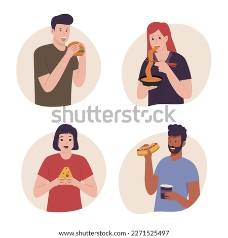 Similar – Image, Stock Photo Young female eating noodles and watching TV