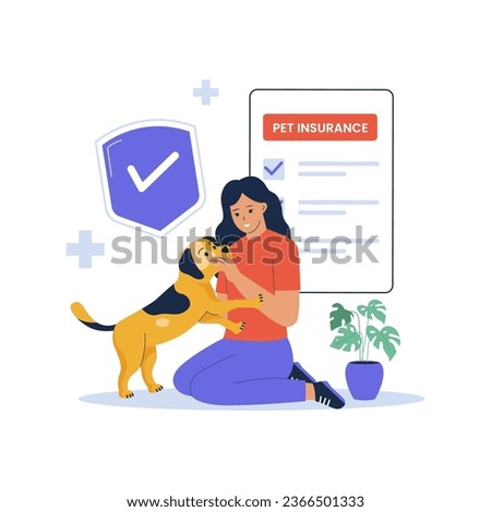 Pet life insurance vector concept. Animal insurance concept. Flat design illustration