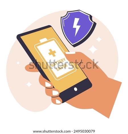 Battery saver concept illustration. Illustration for websites, landing pages, mobile apps, posters and banners. Trendy flat vector illustration