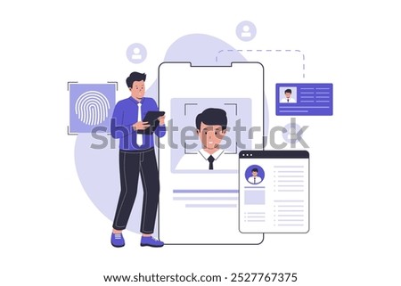 Know your customer or digital kyc concept illustration. Illustration for website, landing page, mobile app, poster and banner. Trendy flat vector illustration