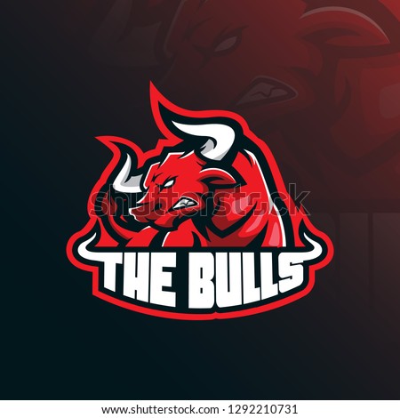 bull mascot logo design vector with modern illustration concept style for badge, emblem and tshirt printing. angry bull illustration for sport team.