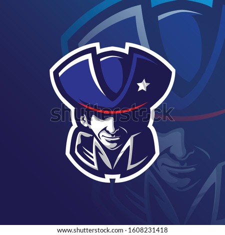 patriot mascot logo design vector with modern illustration concept style for badge, emblem and tshirt printing. patriot head illustration.