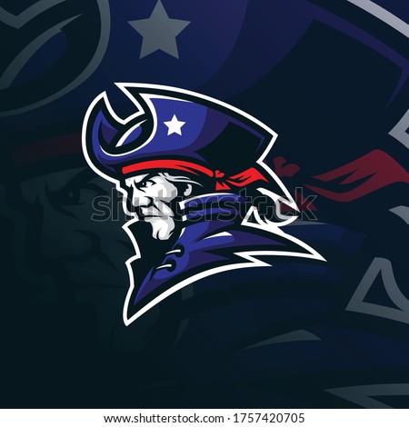 patriot mascot logo design vector with modern illustration concept style for badge, emblem and t shirt printing. patriot head illustration.