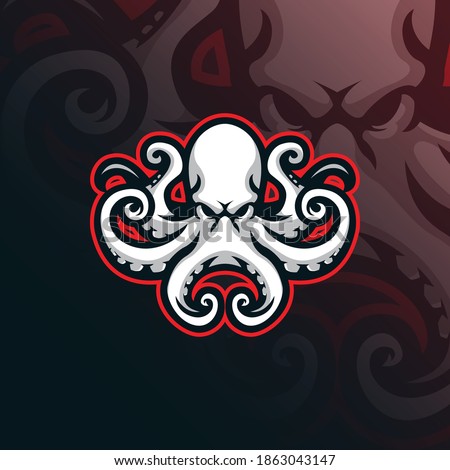 octopus mascot logo design vector with modern illustration concept style for badge, emblem and tshirt printing. octopus illustration.