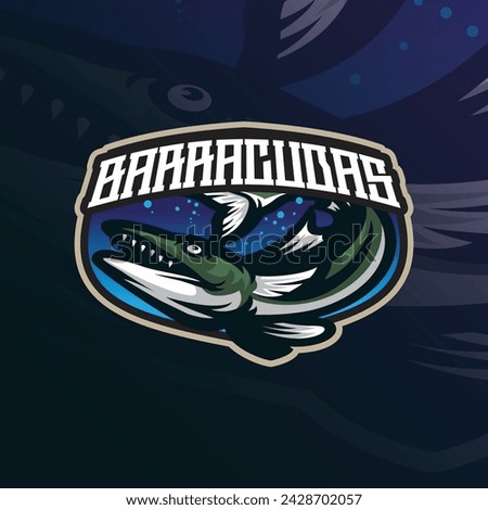 Barracuda mascot logo design vector with modern illustration concept style for badge, emblem and t shirt printing. Barracuda fish illustration for sport and esport team.