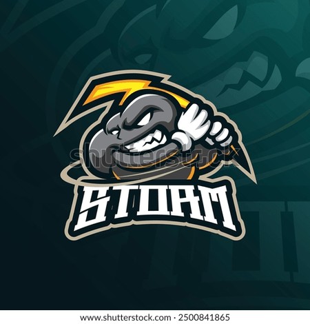 Storm mascot logo design vector with modern illustration concept style for badge, emblem and t shirt printing. Angry storm illustration for sport and esport team.