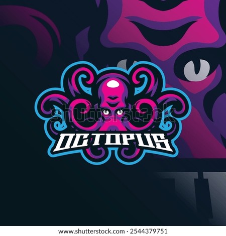 Octopus mascot logo design with modern illustration concept style for badge, emblem and t shirt printing. Octopus illustration for sport and esport team.