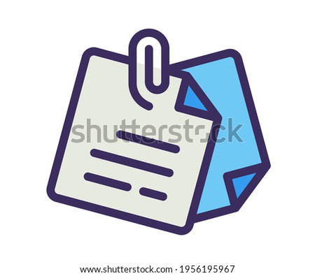 paper clip note single isolated icon with filled outline line style