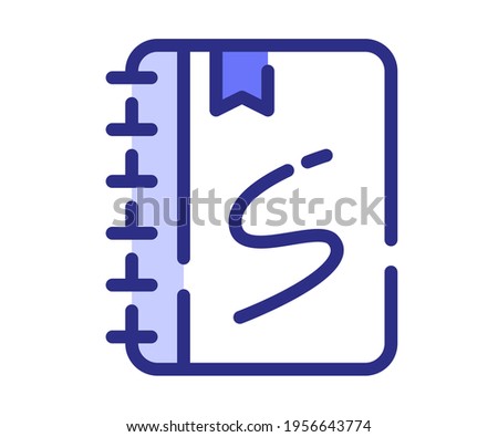 sketchbook sketch bookmark single isolated icon with dash or dashed purple line style