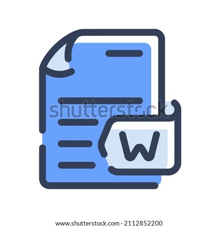word document file paper docs format single isolated icon with dash or dashed line style