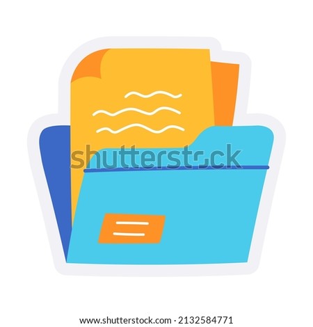 file folder document workspace project resource single isolated icon with sticker outline cut style