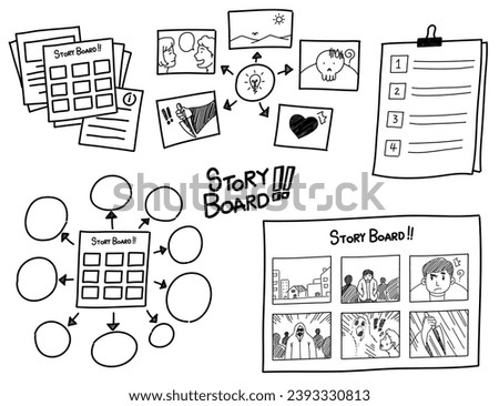 Doodles storyboard hand drawn sketch icon vector, simple sketch hand drawn style