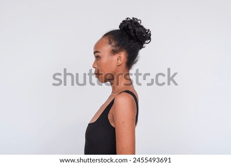 Similar – Image, Stock Photo Ethnic model in bodysuit on black background