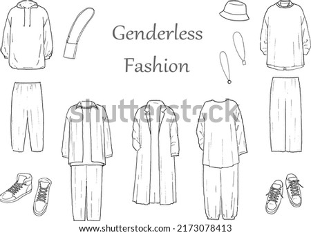 Pen drawing set of genderless fashion.