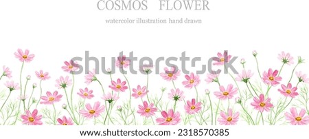 Watercolor illustration of cosmos flower fields