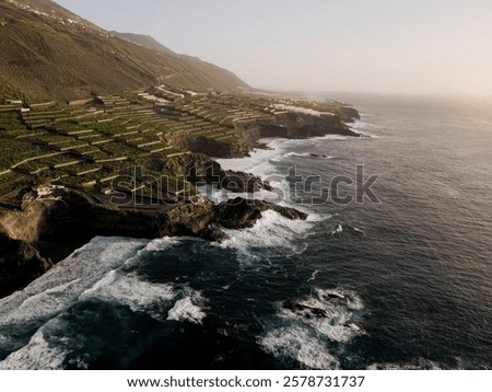 Similar – Image, Stock Photo Picturesque scenery of coastal town surrounded by sea