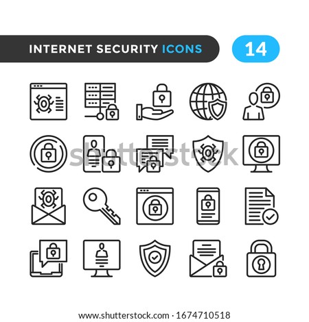 Internet security line icons. Outline symbols collection. Premium quality. Vector thin line icons set