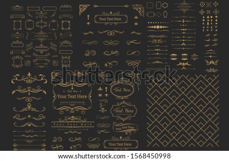 luxury Rule Lines and Ornaments - Set of vector text dividers and frame in gold. File is layered, and each element is grouped separately for easy editing.