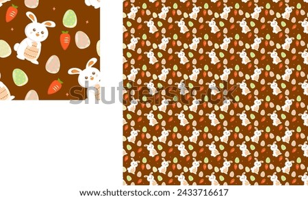 Easter seamless pattern with color eggs carrot, and rabbit seamless pattern off Easter eggs. Hand dawn.