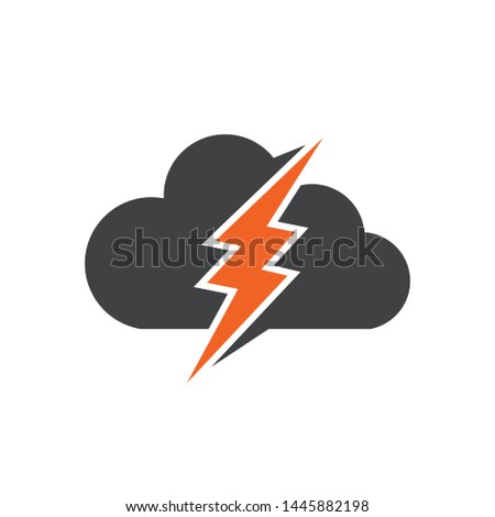 vector cloud with lightning flat vector design illustrations
