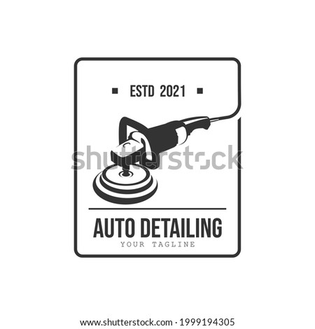 Vintage style auto polish detailing logo design template. Auto detailing polish car machine logo design vector. Auto detailing polisher car cleaning service