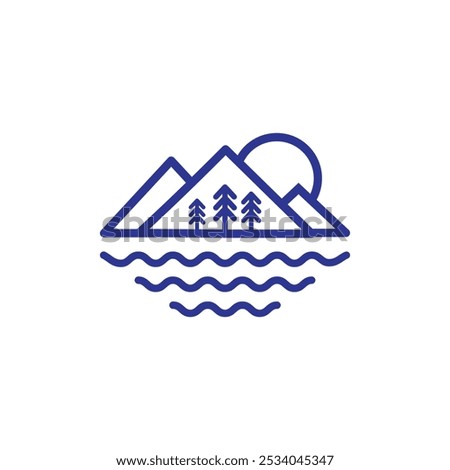 Mountain and lake logo design vector image. Mountain Lake Logo Nature Landscape Stock Vector.
