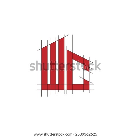 WC letter monogram logo with construction grid lines. Initial letter WC typography lettering design for design interior or construction logo design