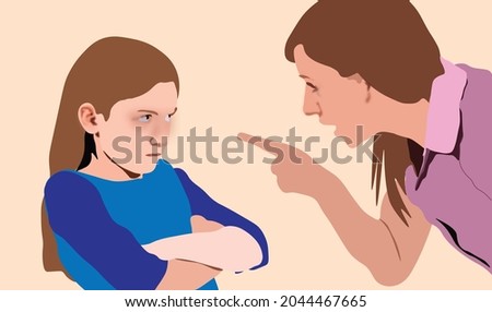 Illustration of The expression of a child when his mother is angry