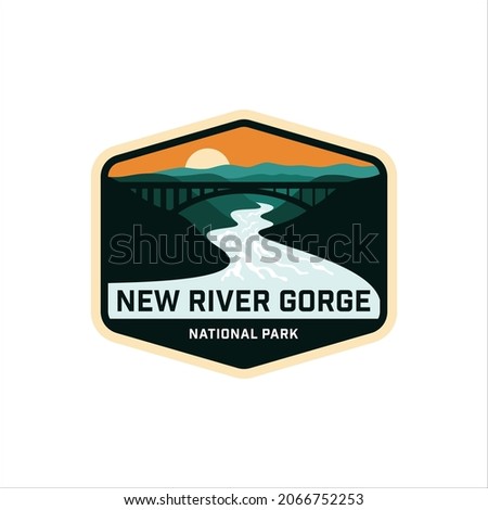 New river gorge badge logo with retro design
