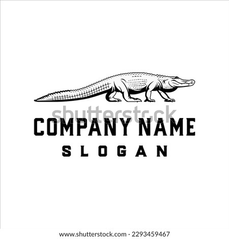 Alligator walking logo in classic and masculine style design