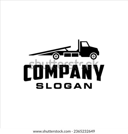 Flatbed tow truck logo with simple style design