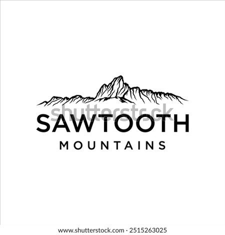 Sawtooth mountains vector logo with retro style design