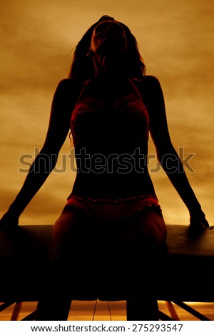 a silhouette of a woman sitting with her head back.