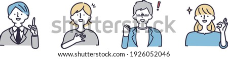 Worried negative men and women illustration set 